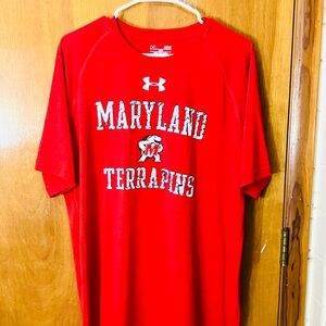 Under Armour University Of Maryland Terrapins Men’s L Red Mascot T-Shirt Loose